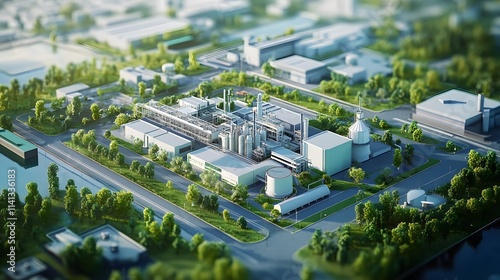 Industrial Estate Centering Around a Fuel Processing Facility 