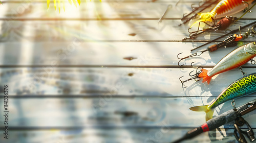 Spinning Rod and Hooks Fishing Tackle Equipment

 photo