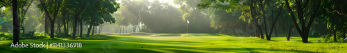 Vibrant Green Golf Course with Trees and Peaceful Landscape

 photo