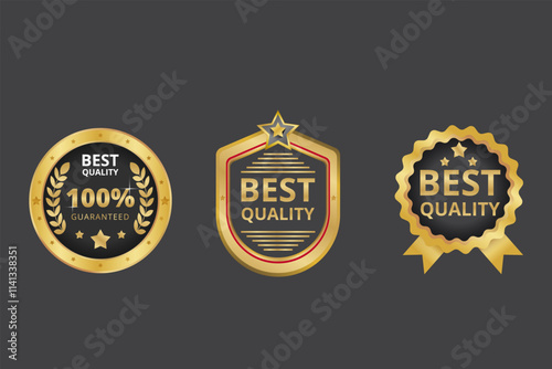 High quality badge vector and labels design elements.Golden badge collection.Premium emblem luxury in gold color.Certificate ribbons vector