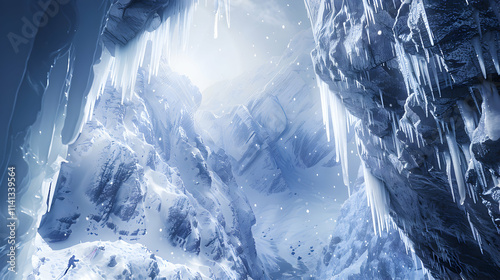 Frozen Waterfall in Winter Wonderland with Icicles

 photo