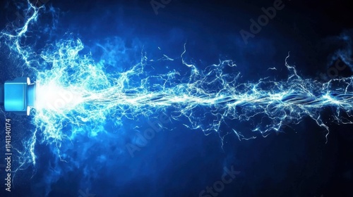 Showcase of electrical cable break with electric discharge effects.