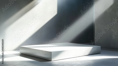 3D-rendered white podium with natural lighting