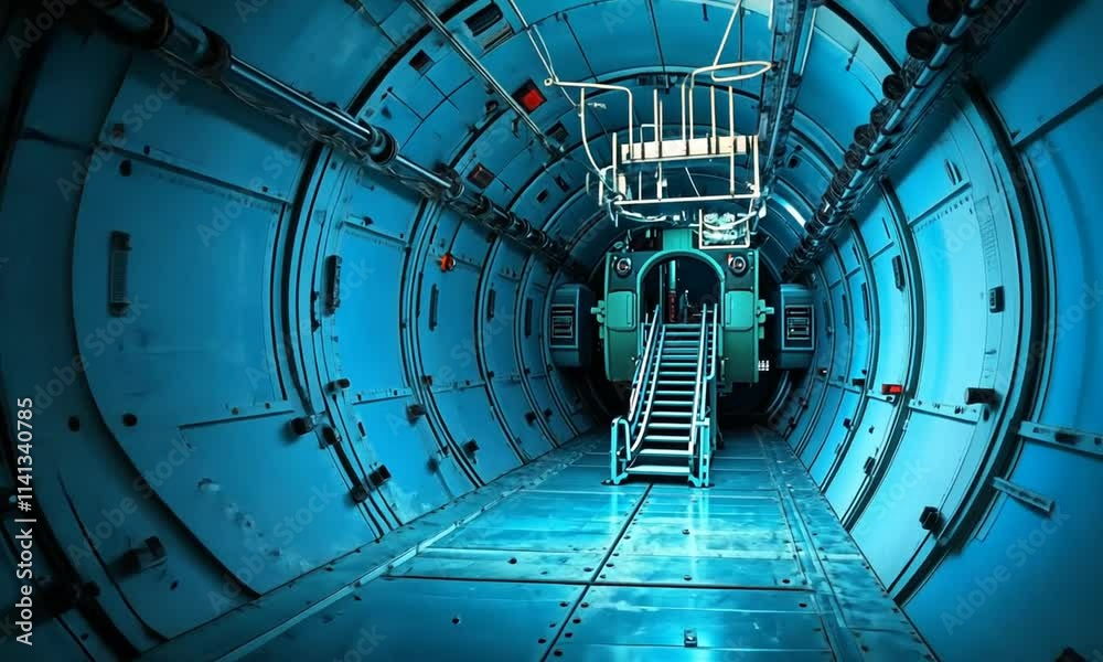  illuminated tunnel with a futuristic design
