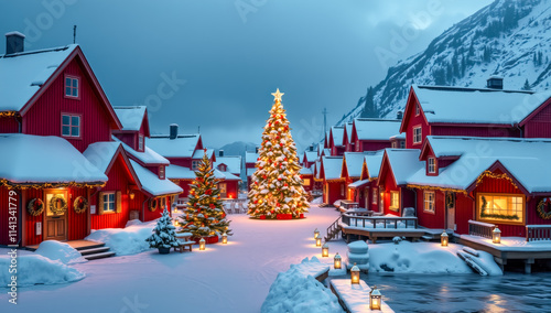 Christmas in a red-painted fishing village.