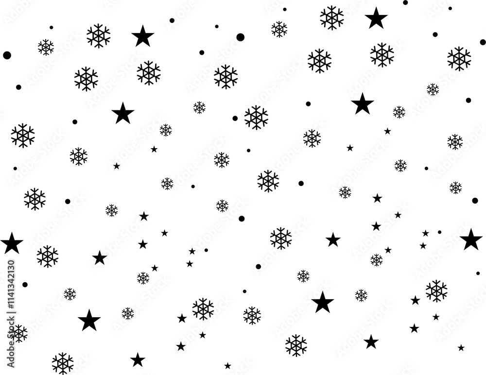 Seamless pattern, vector snowflakes and circles. Seamless pattern, vector snowflakes and circles.