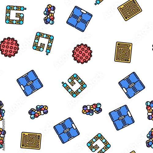 fidget toy fun antistress game vector seamless pattern thin line illustration