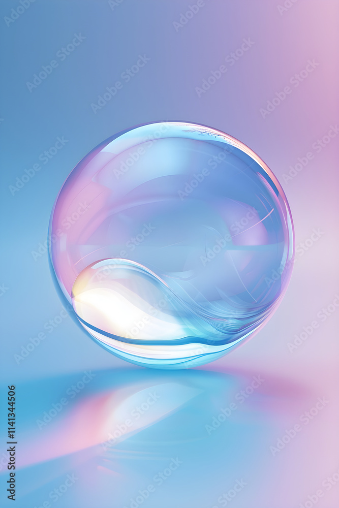 Elegant and Minimalistic Bubble Icon with Translucent Pastel Colors and Light Reflections Elegant and Minimalistic Bubble Icon with Translucent Pastel Colors and Light Reflections