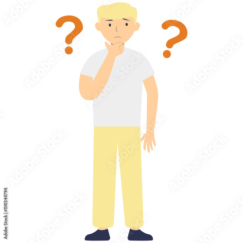 People Think and Ask Question. Flat Vector Illustration