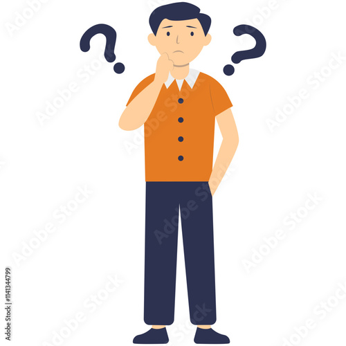 People Think and Ask Question. Flat Vector Illustration