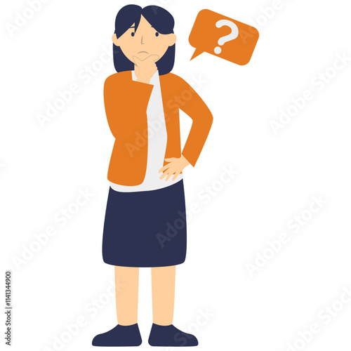 People Think and Ask Question. Flat Vector Illustration
