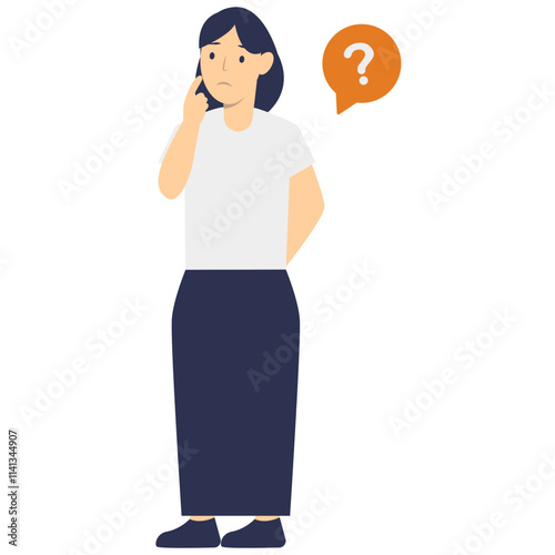 People Think and Ask Question. Flat Vector Illustration
