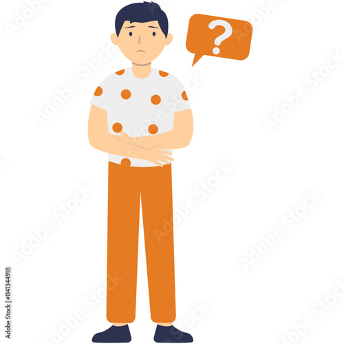 People Think and Ask Question. Flat Vector Illustration