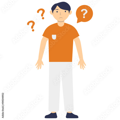 People Think and Ask Question. Flat Vector Illustration