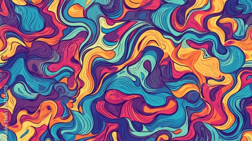 Wallpaper Mural Colorful Swirling Patterns in Retro Psychedelic Style Torontodigital.ca