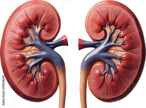 kidney vector icons. Silhouette with internal organs