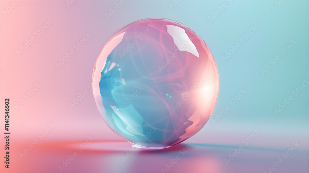 Obraz premium Elegant and Minimalistic Bubble Icon with Translucent Pastel Colors and Light Reflections