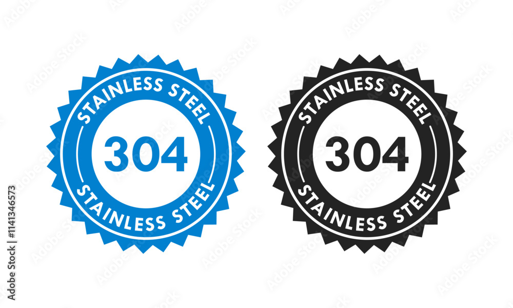 Stainless steel 304 design logo badge template illustration Stainless steel 304 design logo badge template illustration