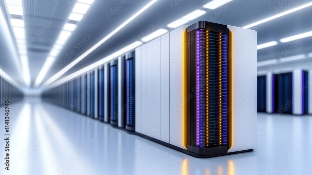 Naklejka premium High-tech server room with advanced data storage units.