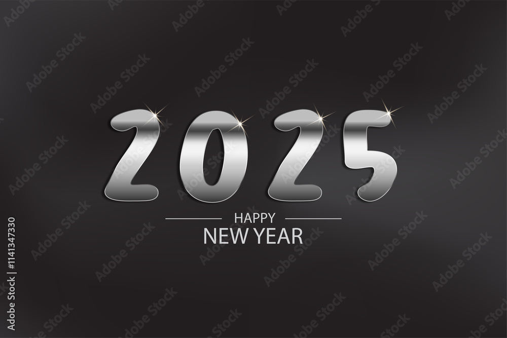 New Year 2025 Silver Glitter Beautiful Bright And Shining Design And Black Background New Year 2025 Silver Glitter Beautiful Bright And Shining Design And Black Background