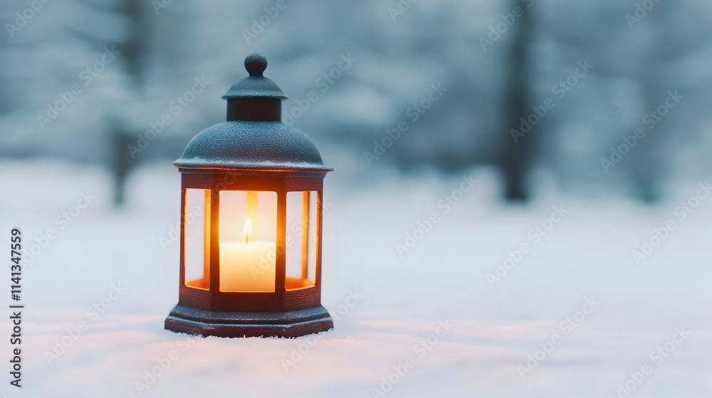 Warm Lantern Glow in a Snowy Landscape Warm Lantern Glow in a Snowy Landscape