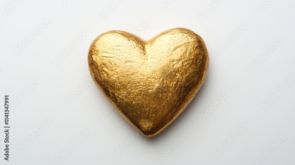 A shiny, golden heart sculpture resting on a white surface, symbolizing love and elegance. A shiny, golden heart sculpture resting on a white surface, symbolizing love and elegance.