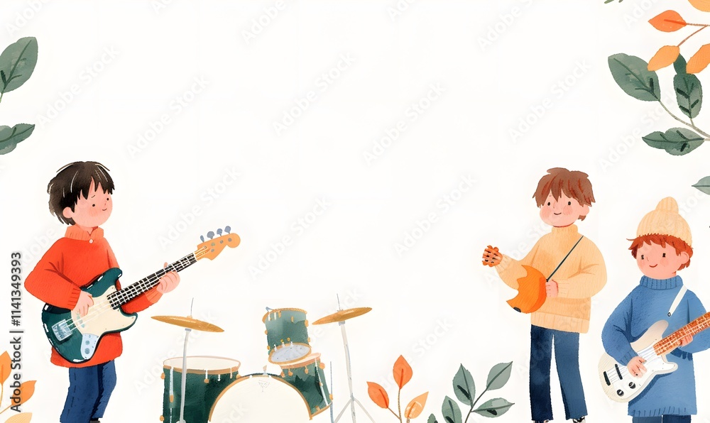 Simple cute and simple frame for children's music festival, Generative AI Simple cute and simple frame for children's music festival, Generative AI