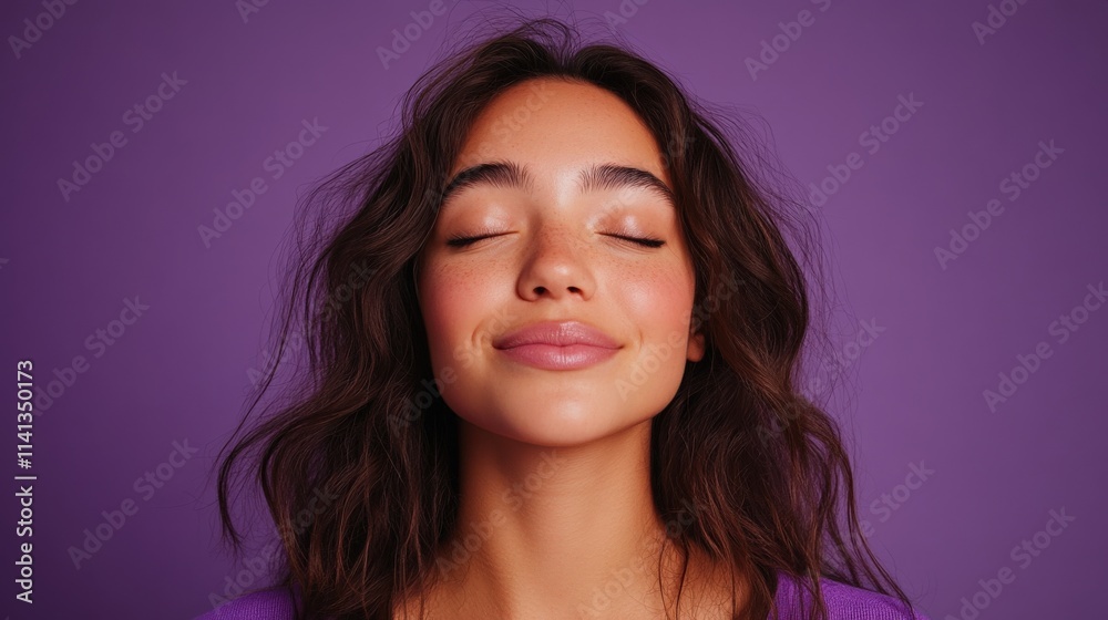 Joyful Portrait Against Purple Background Joyful Portrait Against Purple Background