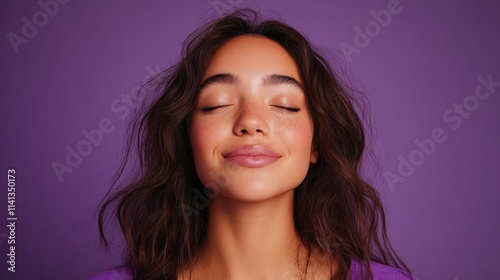 Joyful Portrait Against Purple Background