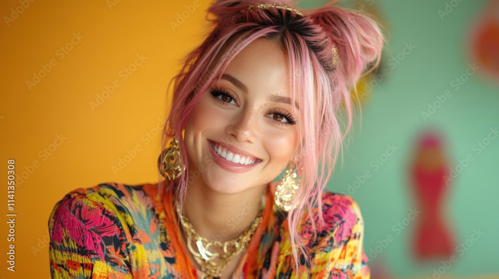 Vibrant Portrait of Smiling Young Woman Vibrant Portrait of Smiling Young Woman