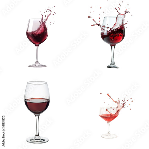 red wine splashing in glass white background