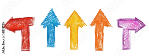 Hand-drawn colored arrows on transparent background