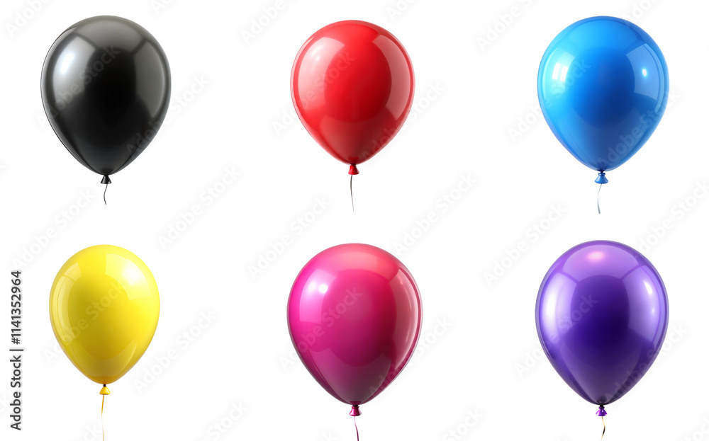 Collection set photo of colorful different air balloons in a row isolated on transparent background, birthday party or any festive event decor 02 Collection set photo of colorful different air balloons in a row isolated on transparent background, birthday party or any festive event decor 02