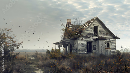 Abandoned Farmhouse with Crumbling Wooden Walls

 photo