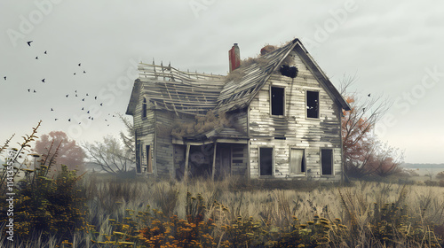 Decaying Wooden Farmhouse with Falling Walls

 photo