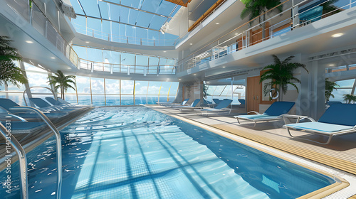 Modern Fitness Center with Pool on a Cruise Ship for Wellness

 photo