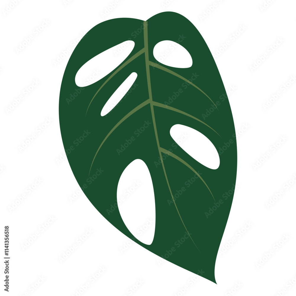 Obraz premium Tropical Leaves in Green Color Design. Vector Illustration Isolated on White Background