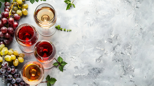Elegant Flat Lay with Red Rose and White Wine in Glasses for Celebration


