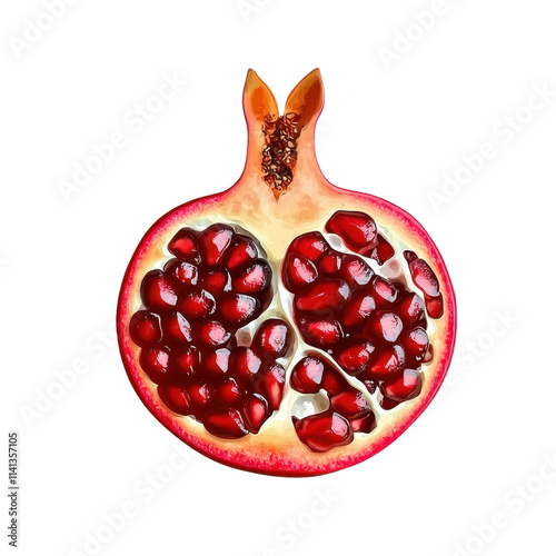 halved pomegranate isolated on transparent background . photo