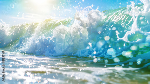 Ocean Waves Rolling with Foam on the Sandy Shore

 photo