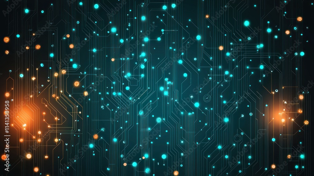 Fototapeta premium Abstract Circuit Board Background: Digital Network Connections