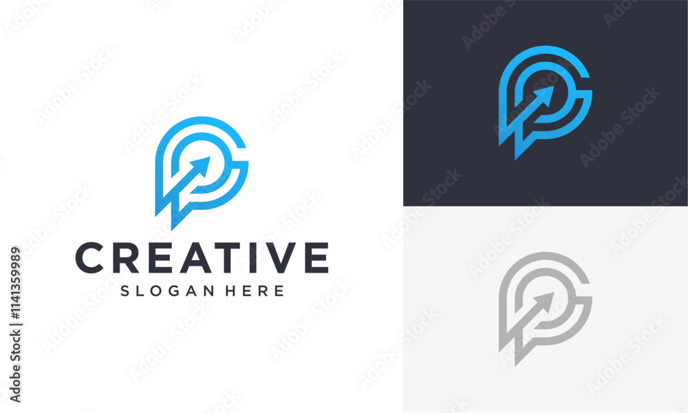 initial gp arrow vector logo initial gp arrow vector logo