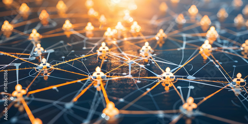 Interconnected Network of People and Internet Nodes for Global Communication

 photo