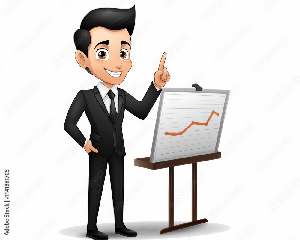 Businessman Presenting Growth Chart in Professional Attire Businessman Presenting Growth Chart in Professional Attire
