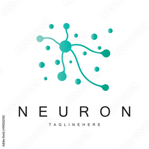 Neuron logo or brain nerve cell logo design, template icon, molecule, atom, brain cell, logo illustration template with vector concept