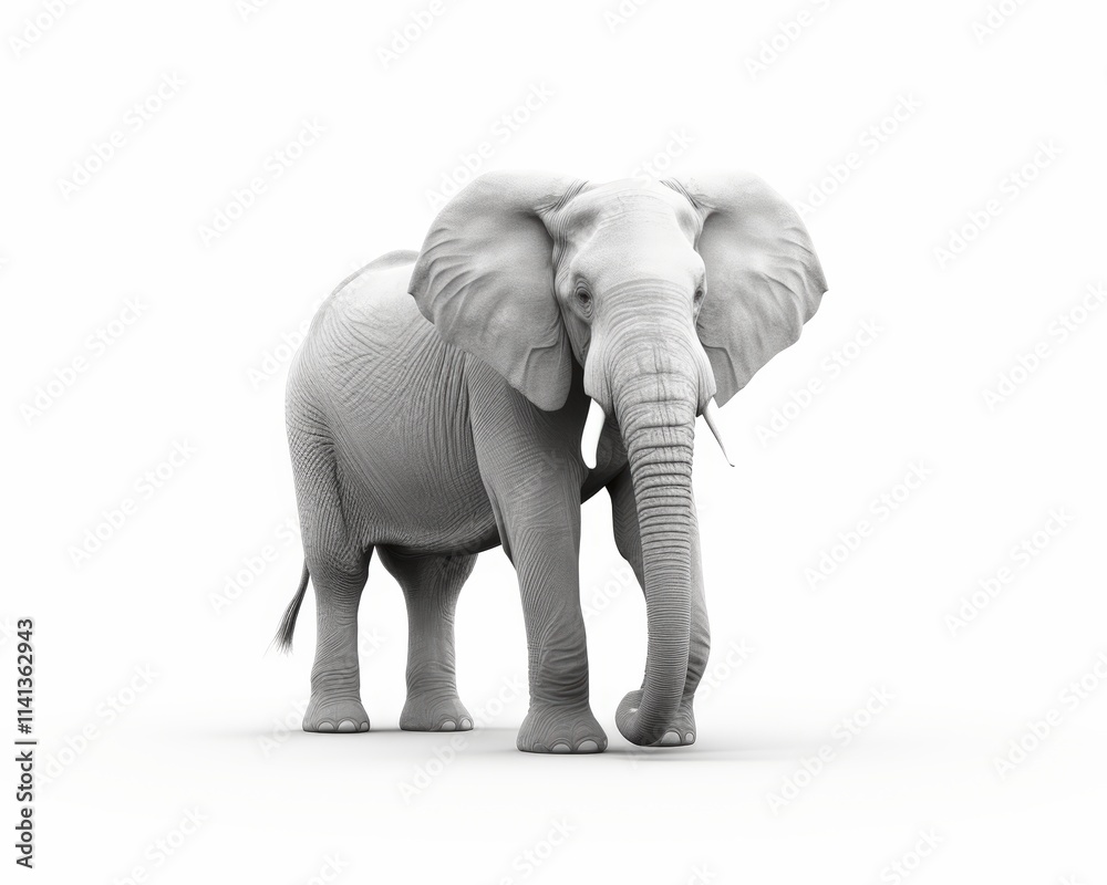 Fototapeta premium Realistic Elephant Model on White Background for Creative Use