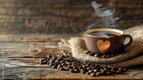 Sipping Coffee with Heart-Shaped Steam on a Cold Morning

 photo