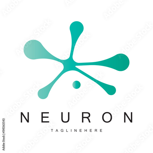 Neuron logo or brain nerve cell logo design, template icon, molecule, atom, brain cell, logo illustration template with vector concept