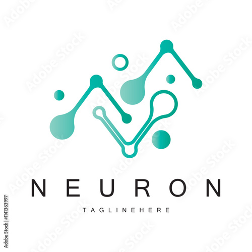 Neuron logo or brain nerve cell logo design, template icon, molecule, atom, brain cell, logo illustration template with vector concept