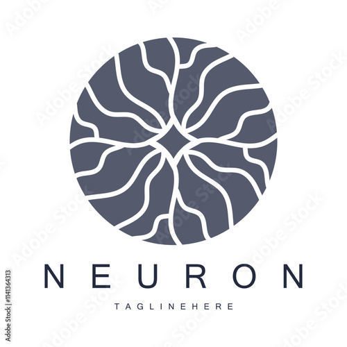 Neuron logo or brain nerve cell logo design, template icon, molecule, atom, brain cell, logo illustration template with vector concept